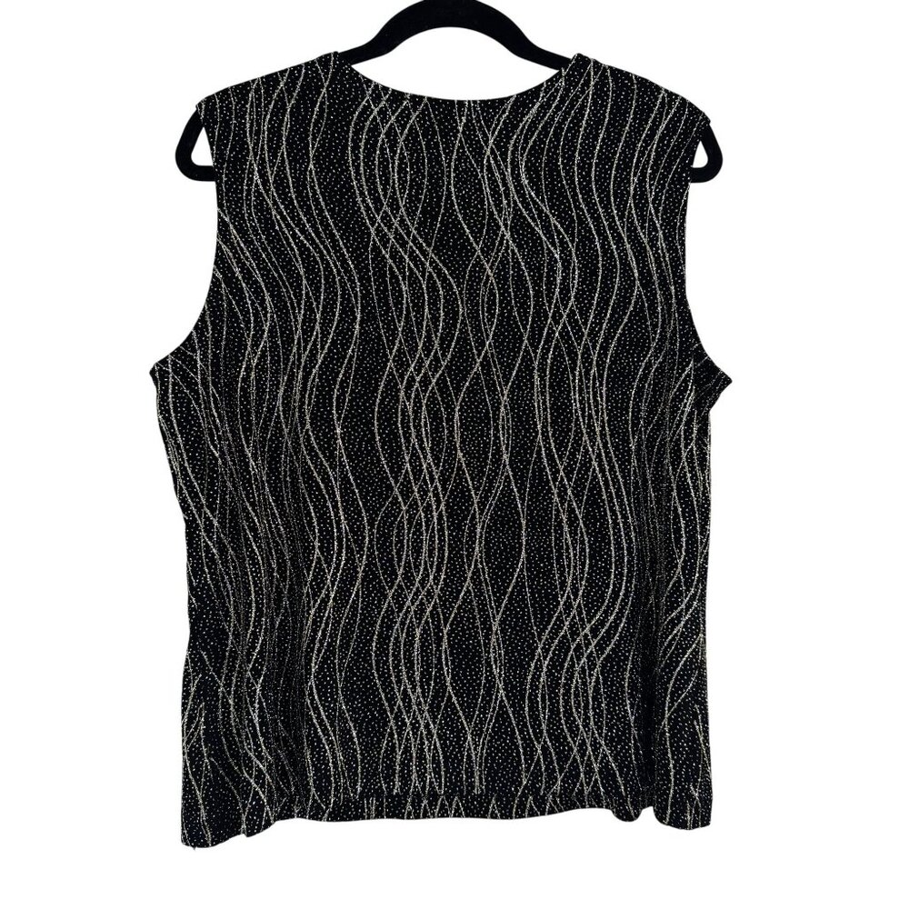 Ronni Nicole Womens Black Gold Glitter Stretch Sleeveless Tank Top Size XL - Picture 4 of 6